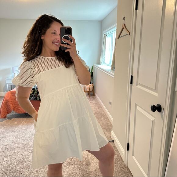 NWT Amanda Uprichard White Crochet Mini Dress Large - Picture 4 of 13